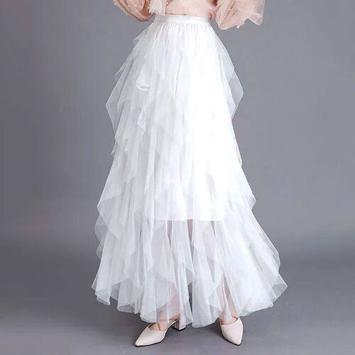 Womens A Line Tulle Midi Skirt Tutu Tiered Petticoat Skirts