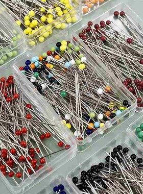 100Pcs/Box 38mm Sewing Pins With Glass Ball Head Straight Pu