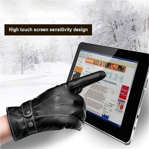Men Touch Screen Gloves PU Leather Protection Riding Gloves