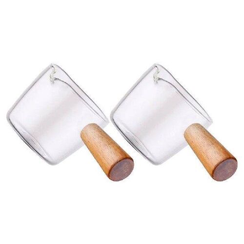 2 Pcs Mini Milk Cup Creamer Pitcher Glass Clear Water