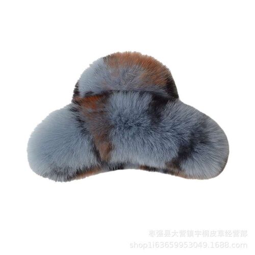 Real Rex Rabbit Hair Back of Head 13cm Grab Clip Oversized H