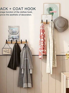 Nordic Wall Mounted Coat Rack with Movable 5 Hooks Aluminum