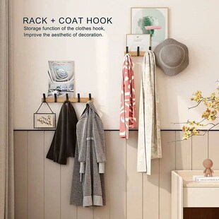 Nordic Wall Mounted Coat Rack with Movable 5 Hooks Aluminum