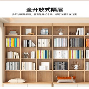 满墙书柜带卡座置物展示柜落地书橱书架去客厅化书柜一体整墙到顶