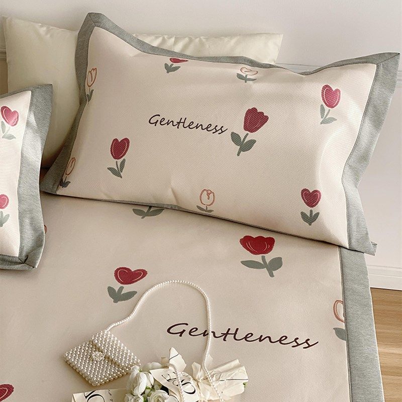 小清新夏季冰丝凉席三件可水洗床笠款空调席卡通印花儿童软席子,床上用品,冰丝席,淘宝优惠券,粉丝福利购,淘宝优惠卷