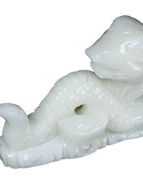 天然白玉石十二生肖蛇摆件黄玉元宝蛇摆件家居客厅玄关招财装饰品