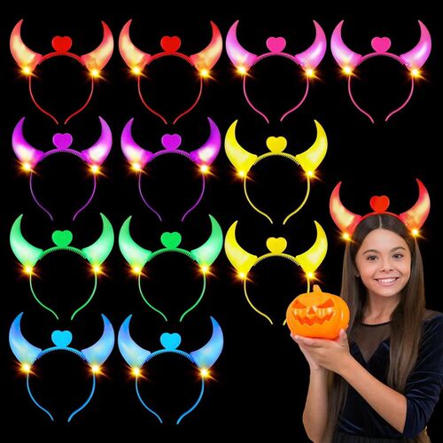 5pcs Devil Horns Light Up Headband LED Devil Horns Headband