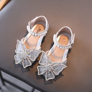 Fashion Sandals Girls Rhinestone Bow Sequins Summer