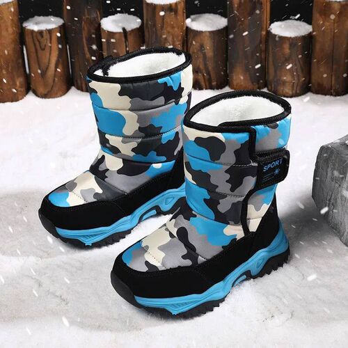 2024 Winter Children Shoes Plush Waterproof Fabric Non-Slip