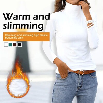Women Thermal Underwear Winter Turtleneck Bottom Shirt Solid