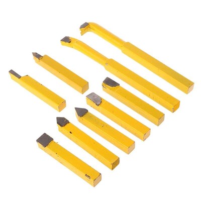 9Pcs 8x8mm Carbide Tipped Lathe Metal Cutter Bit Cutting Too