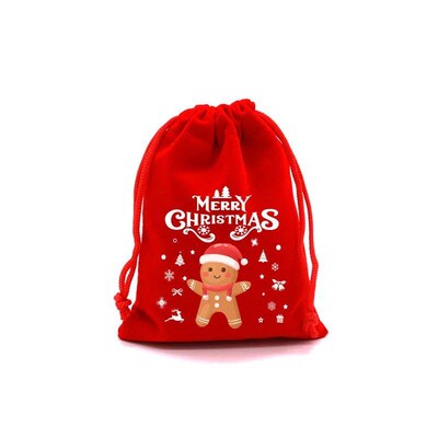 1Pcs Red Christmas Velvet Bags Drawstring Santa Gift Pouch C
