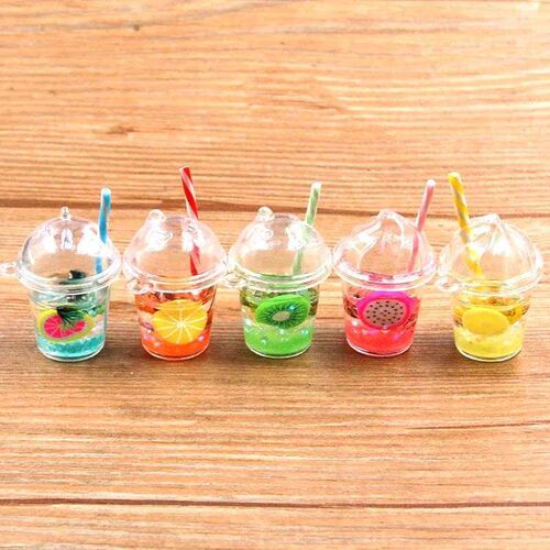 5Pcs 27X33mm 5 Color Noctilucent Fruit Cup Resin Earring Cha