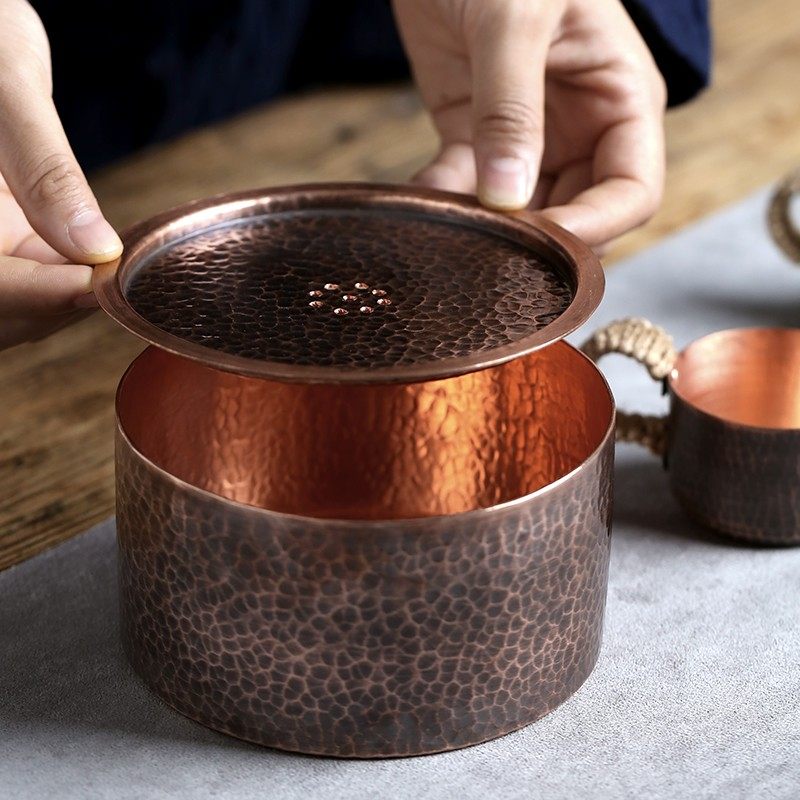 风谷山房手工紫铜壶承家用复古铜制紫砂壶托建水茶洗功夫茶具零配