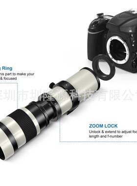 420-800M白色4280-00可调变焦超长焦手动镜M头单反微单射月拍M鸟