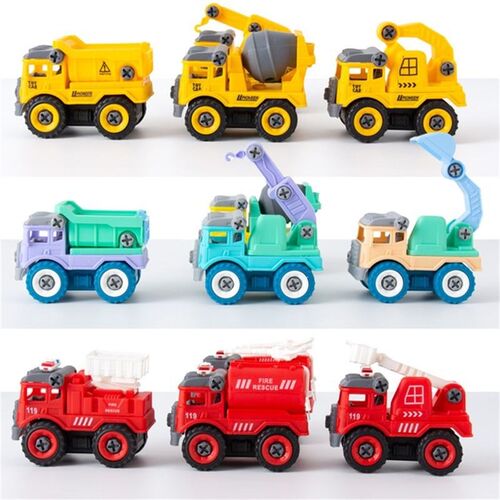 4pcs Kids DIY Construction Toys Engineering Car Fire Truck S