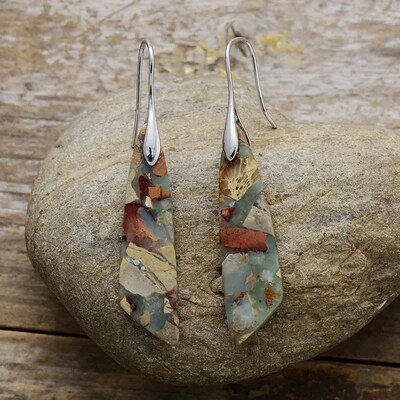 Bohemian Emperor Stone Geometric Pendant Earring Popular Nat