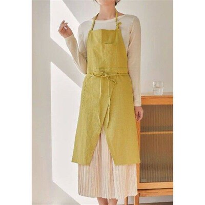 New Apron Linen Soft Fabric Simple Style Anti-Stain Daily