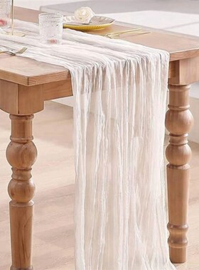 Semi-Sheer Gauze Table Runner Burlap Cheesecloth Table Setti