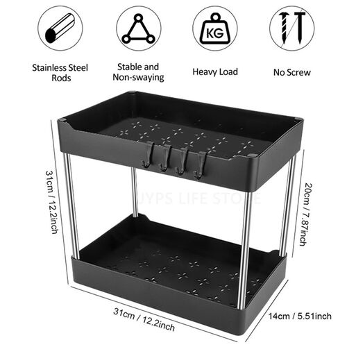 1/2 Pcs Under Sink Storage Organizer 2 Tier Drawer Multipurp