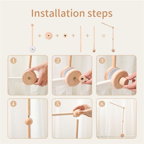 Bite Bites Wooden Bed Bell Baby Mobile Bracket Sock Rattle F