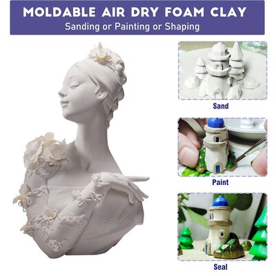 500g Air Dry Clay Foam Modeling Clay, Soft Squishy Molding C