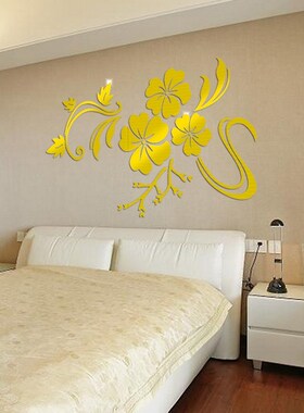 780*600mm Acrylic Sticker Mirror Effect Wall Stickers Flowe