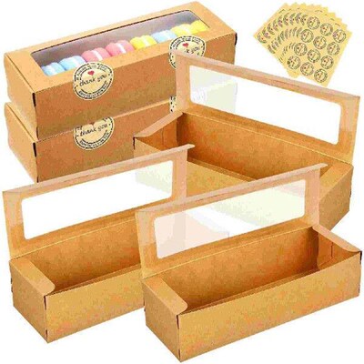 50 Pcs Box Kraft Macaron Container Packing Boxes Dessert