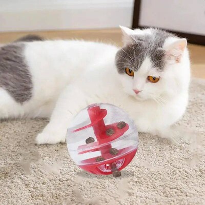 Interactive Cat Food Feeder Ball Pet Toys Tumblers Slow Feed