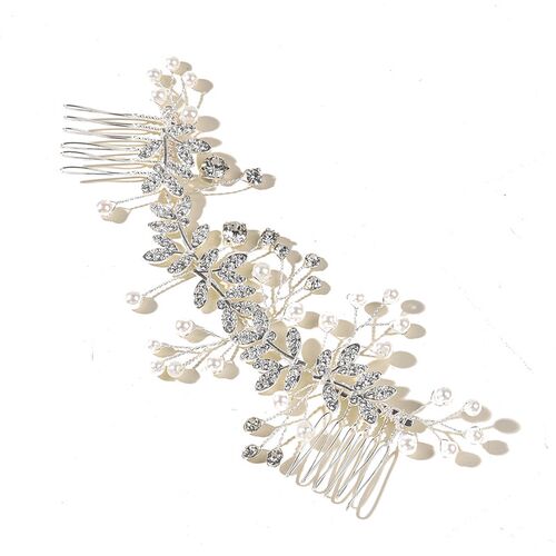 Silver Flower Hair Comb Wedding Dress Accessory Bride Orname
