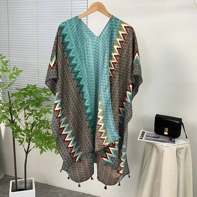 Poncho New Ethnic Style Shawl Womens Outerwear Coat Cloak D