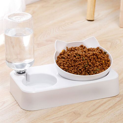 Pet Bowl Automatic Feeder Dog Cat Food Bowl with Water Dispe