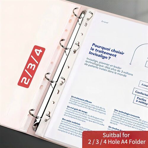 100pcs 11 Hole A4 File Pockets Ring Binder File Folder Jacke