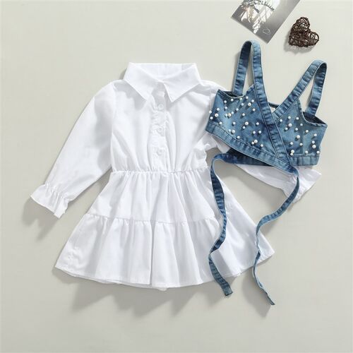 2023 Fashion Children Baby Girl Clothes Solid Color Long Sle