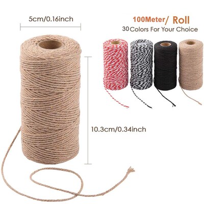100M/Roll Cotton Cord Baker Twine Colorful Cotton Crafts Twi