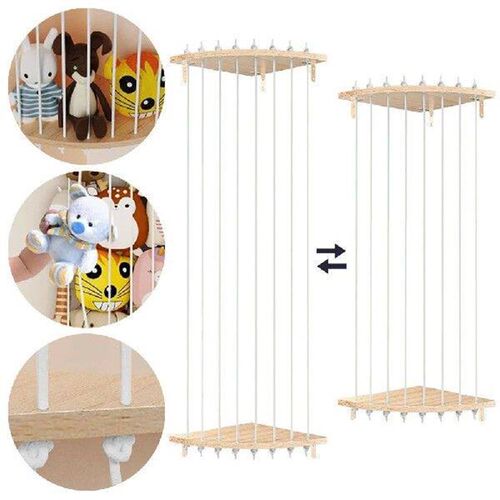 Wood Stuffed Animal Holder with Led Light and Adjustable