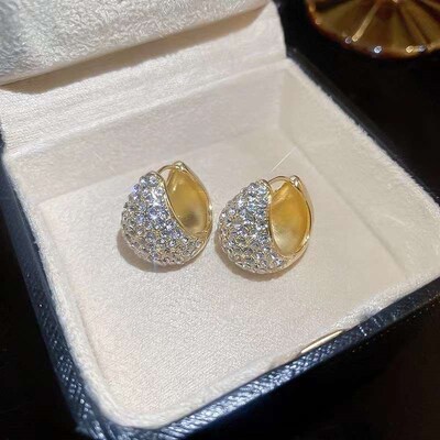 Advanced Sense Full Diamond Drop Ring Ear Buckle New Fashion