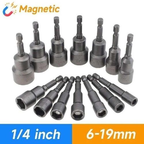 1/4 inch Magnetic Hexagon Socket Nut Driver 6-19mm Hex