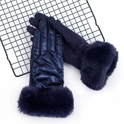 Fashion Women Winter Warm Suede Leather Touch Screen Driving