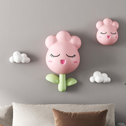 可爱郁金香公主房床头挂饰3D立体浮雕墙饰挂件客厅电视背景墙装饰