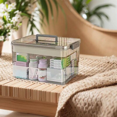 Large Capacity Portable Storage Box for Groceries Transparen