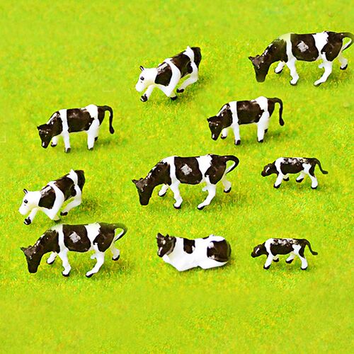 10pcs 1:87 Scale Soft Rubber DIY Colorful Cow Model Train La