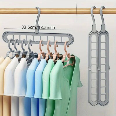 3pcs, Plastic 9-Hole Foldable Hangers, Heavy Duty Space Savi