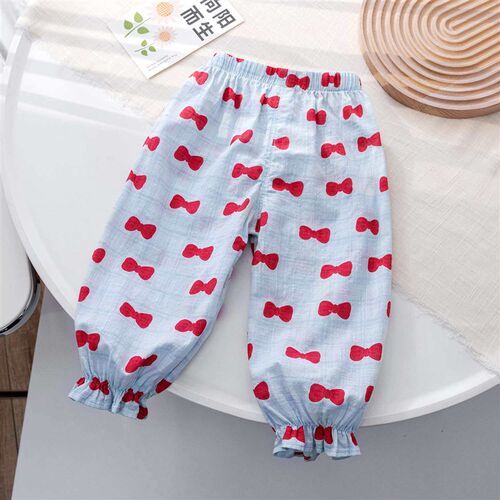 Honey Dad Girl Summer Western Style Bow Anti-mosquito Pants
