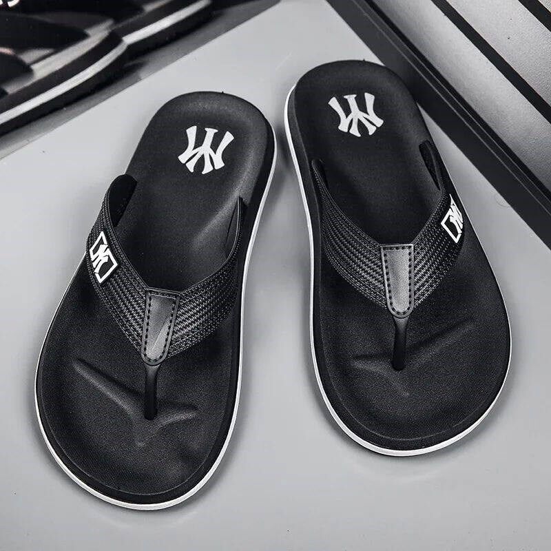 Black White Male Casual Sandals Flip Flops Quick Drying Men - 实物图