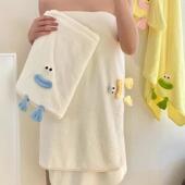 可爱丑萌浴巾女吸水速干家用不掉毛宿舍洗澡裹巾大人珊瑚绒大毛巾