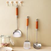 不锈钢厨具花梨木锅铲加长漏勺套装 家用防烫长柄烹饪五件套