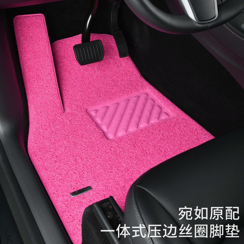 主驾驶汽车脚垫副驾单个驾驶位专用可爱女生地毯式丝圈地垫草莓红
