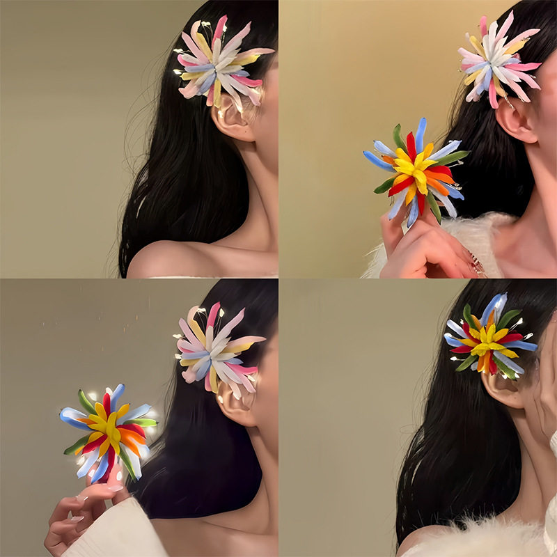 新年扭扭棒彩色烟花发夹女2026新款氛围感侧边刘海夹节日发卡头饰,饰品/流行首饰/时尚饰品新,民族风发饰,淘宝优惠券,粉丝福利购,淘宝优惠卷