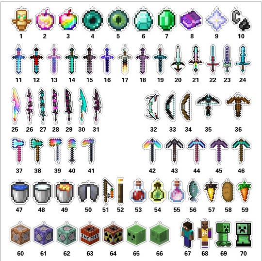 mc我的世界周边挂件全套不死图腾保命钥匙扣钻石剑玩具书包小挂链